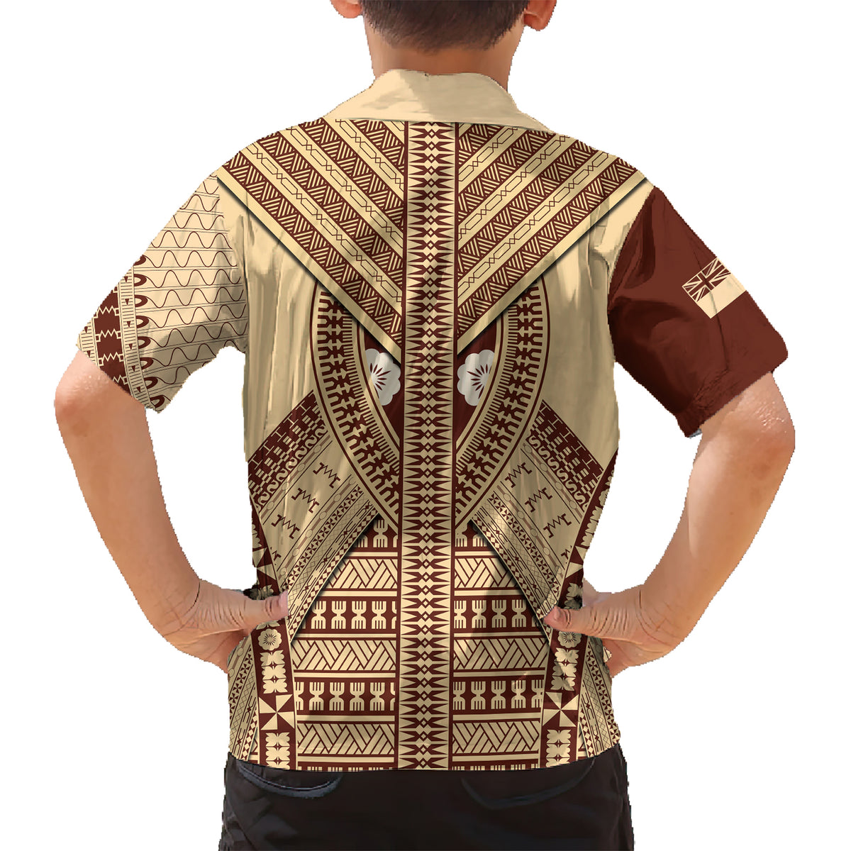 Fiji Bula Family Matching Short Sleeve Bodycon Dress and Hawaiian Shirt Tapa Pattern Design - Wonder Print Shop