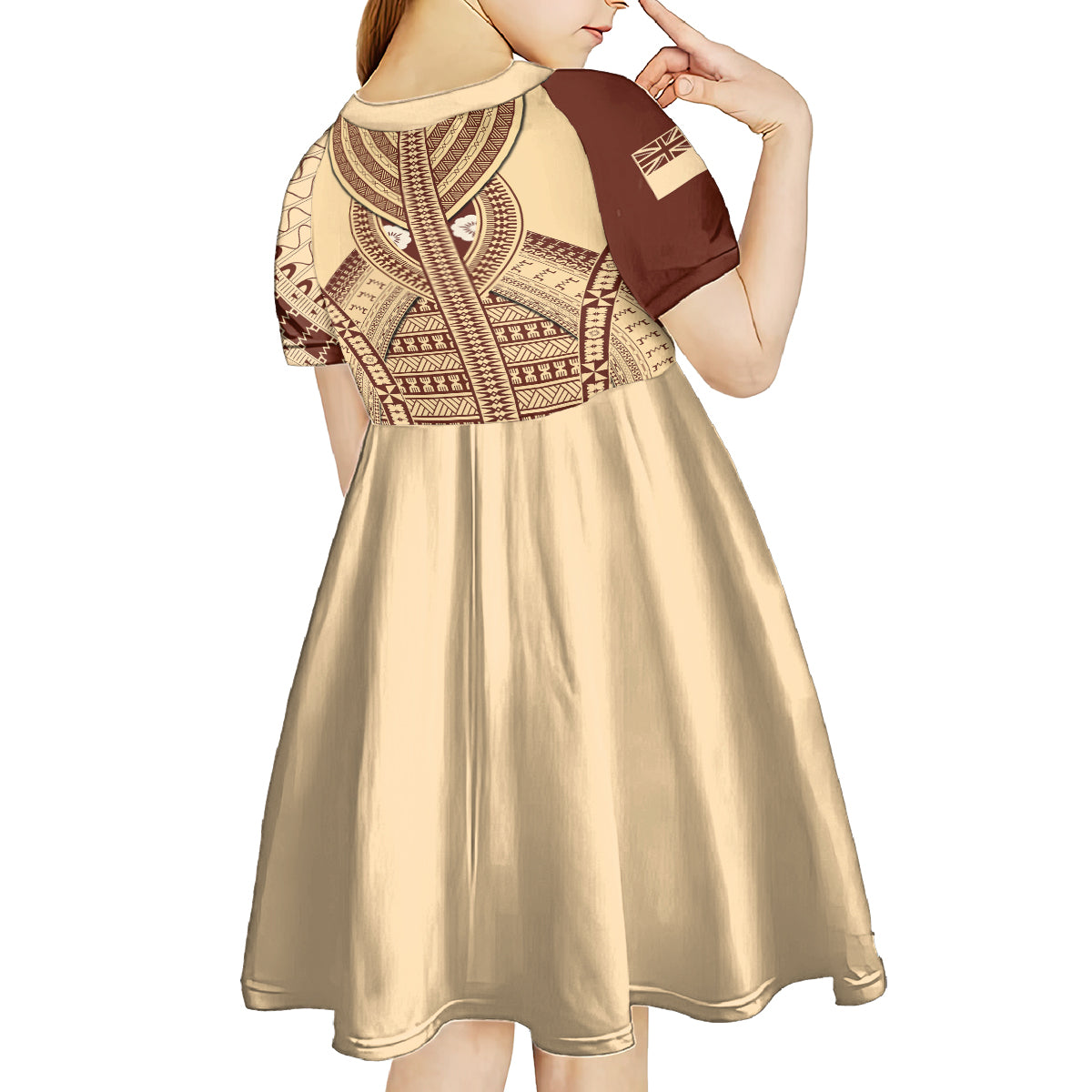 Fiji Bula Kid Short Sleeve Dress Tapa Pattern Design - Wonder Print Shop