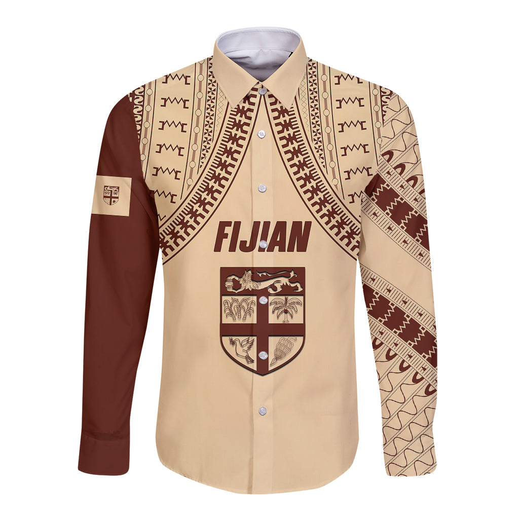 Fiji Bula Long Sleeve Button Shirt Tapa Pattern Design - Wonder Print Shop