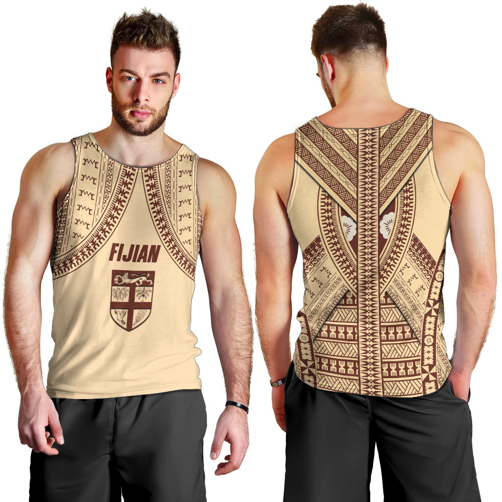 Fiji Bula Men Tank Top Tapa Pattern Design - Wonder Print Shop