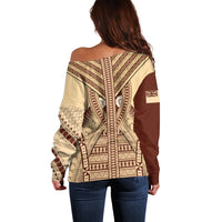 Fiji Bula Off Shoulder Sweater Tapa Pattern Design - Wonder Print Shop