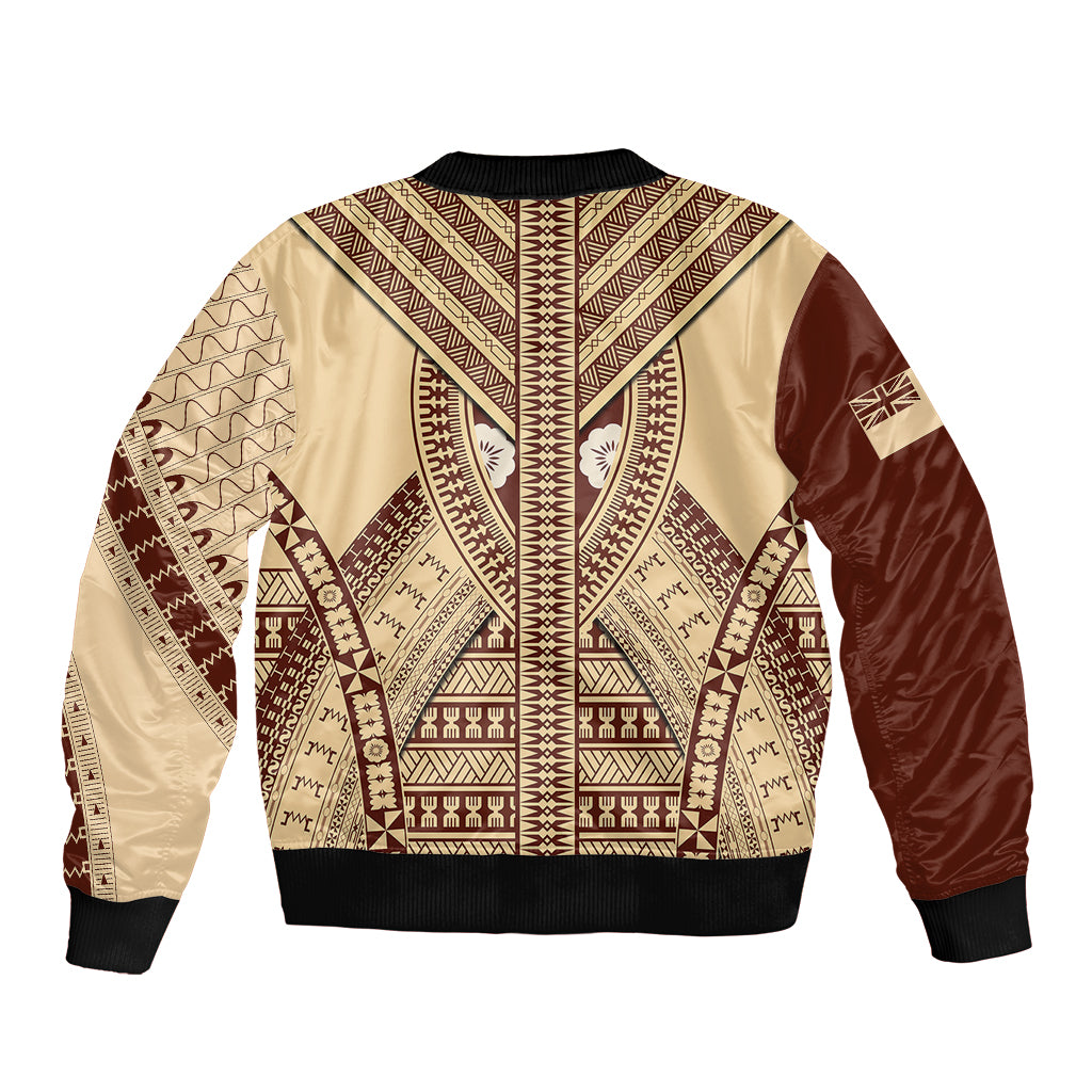 Fiji Bula Sleeve Zip Bomber Jacket Tapa Pattern Design - Wonder Print Shop