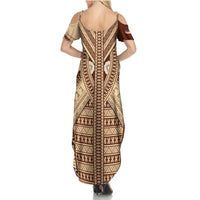 Fiji Bula Summer Maxi Dress Tapa Pattern Design - Wonder Print Shop