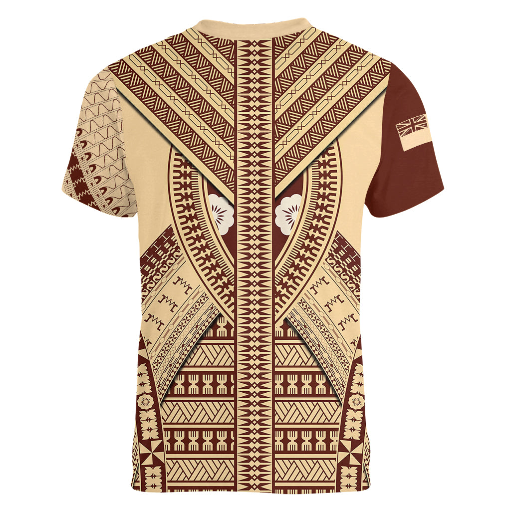 Fiji Bula Women V Neck T Shirt Tapa Pattern Design - Wonder Print Shop