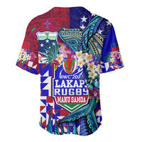 Manu Samoa Rugby 2023 Baseball Jersey Humpback Whale Hexagon Tribal Tropical Style - Wonder Print Shop