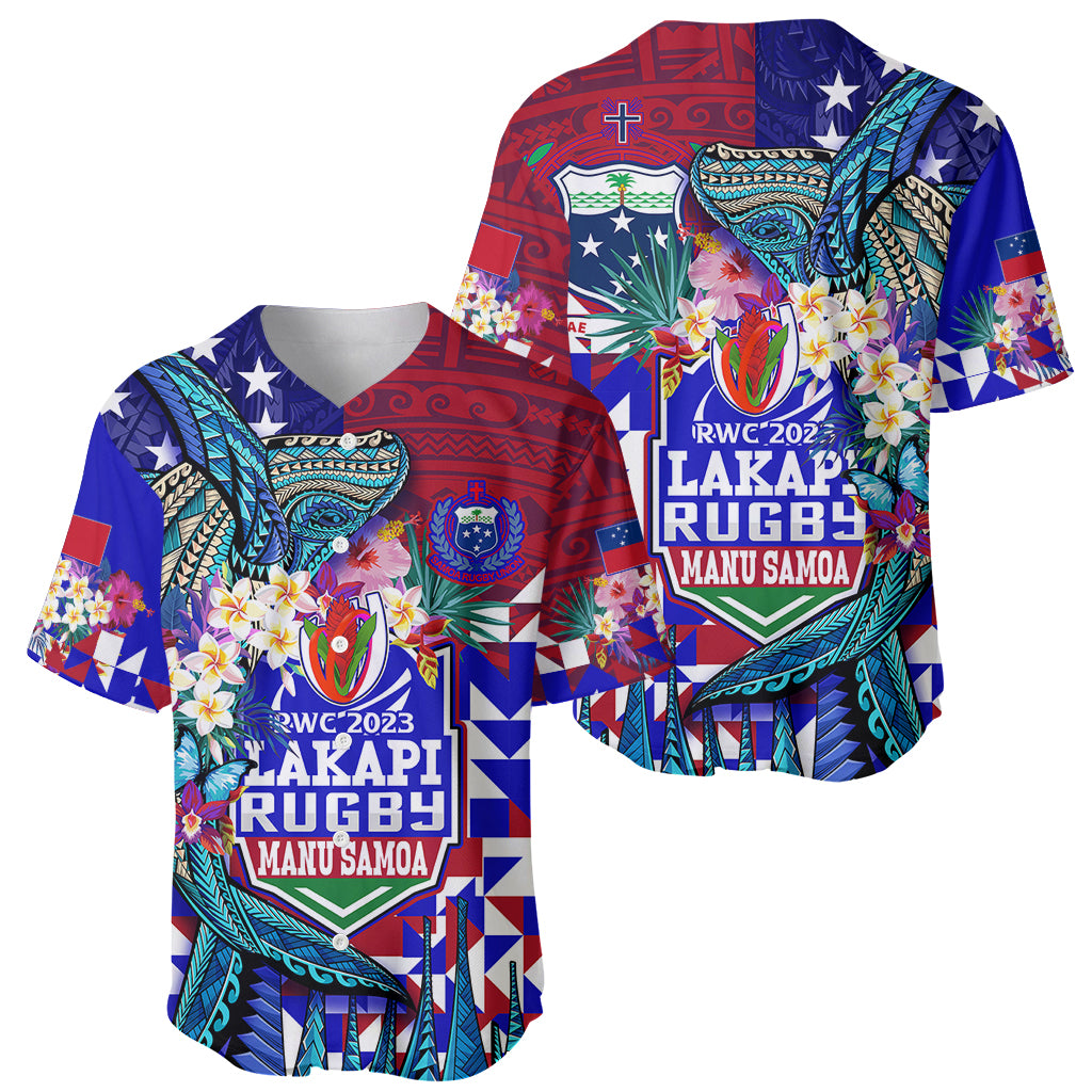 Manu Samoa Rugby 2023 Baseball Jersey Humpback Whale Hexagon Tribal Tropical Style - Wonder Print Shop