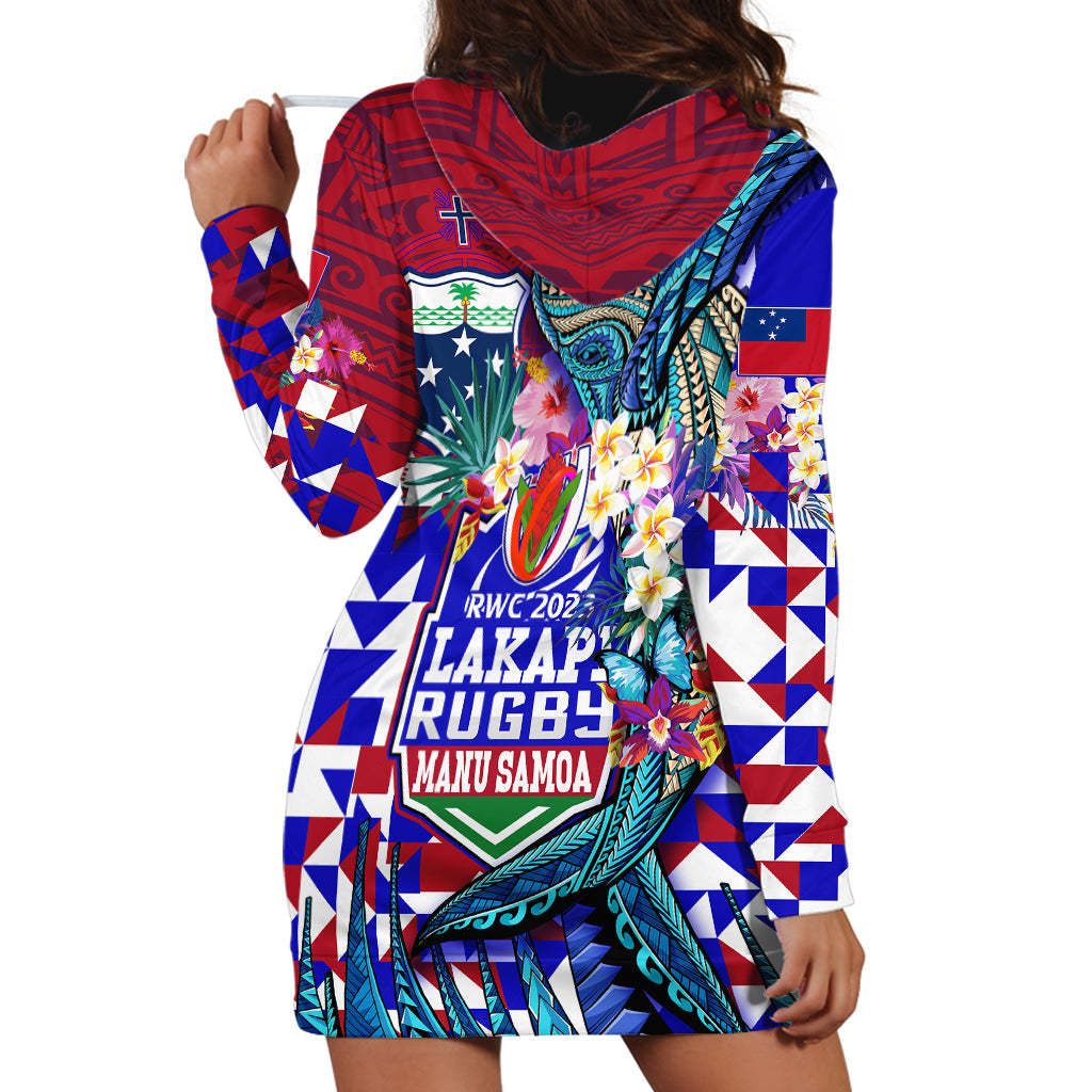 Manu Samoa Rugby 2023 Hoodie Dress Humpback Whale Hexagon Tribal Tropical Style - Wonder Print Shop