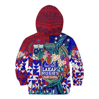 Manu Samoa Rugby 2023 Kid Hoodie Humpback Whale Hexagon Tribal Tropical Style - Wonder Print Shop