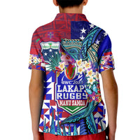 Manu Samoa Rugby 2023 Kid Polo Shirt Humpback Whale Hexagon Tribal Tropical Style - Wonder Print Shop