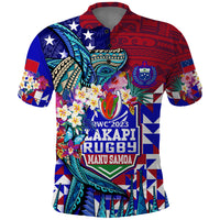 Manu Samoa Rugby 2023 Polo Shirt Humpback Whale Hexagon Tribal Tropical Style - Wonder Print Shop