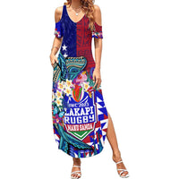 Manu Samoa Rugby 2023 Summer Maxi Dress Humpback Whale Hexagon Tribal Tropical Style - Wonder Print Shop