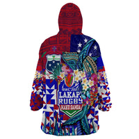 Manu Samoa Rugby 2023 Wearable Blanket Hoodie Humpback Whale Hexagon Tribal Tropical Style - Wonder Print Shop