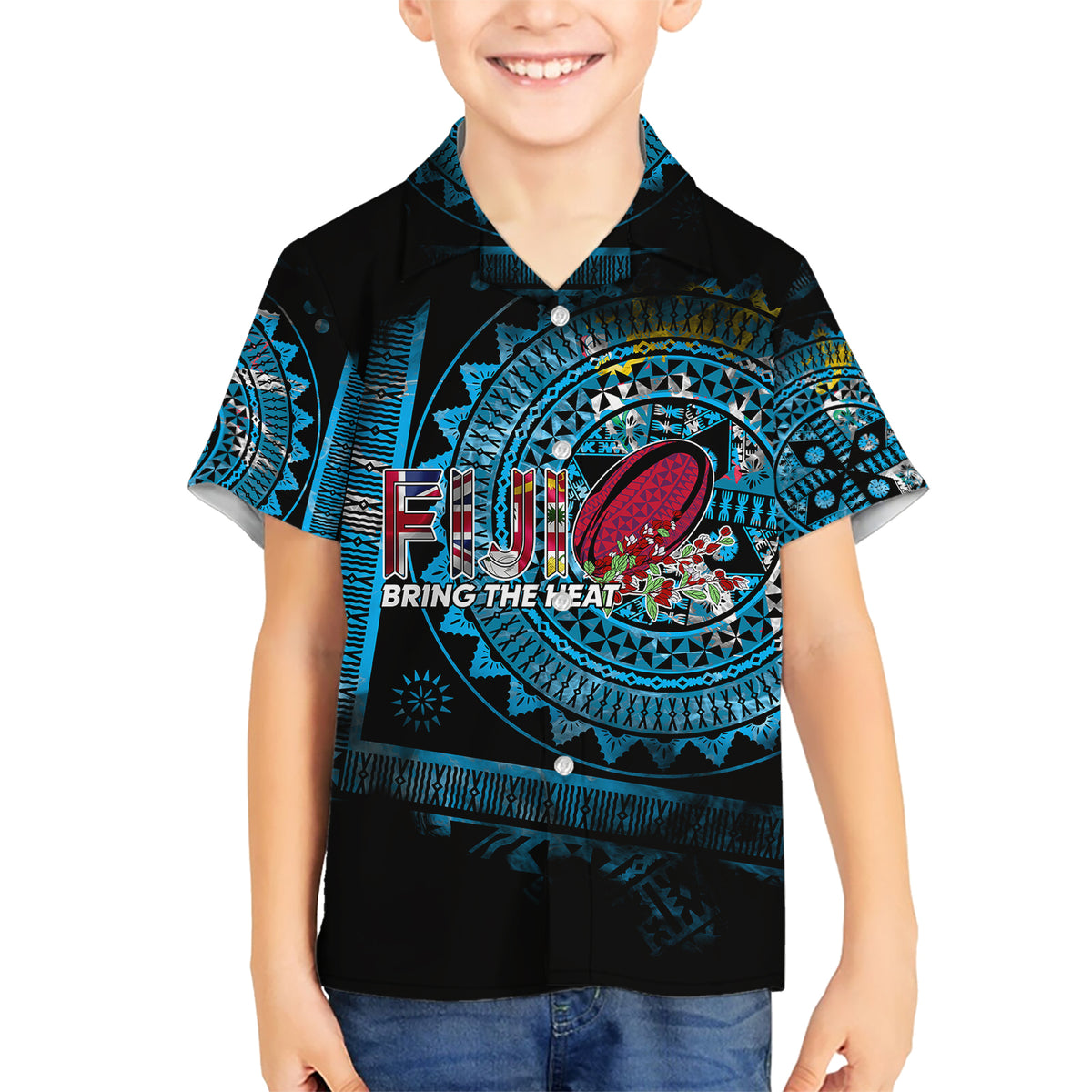 Fiji Rugby Kid Hawaiian Shirt Bring The Heat - Wonder Print Shop