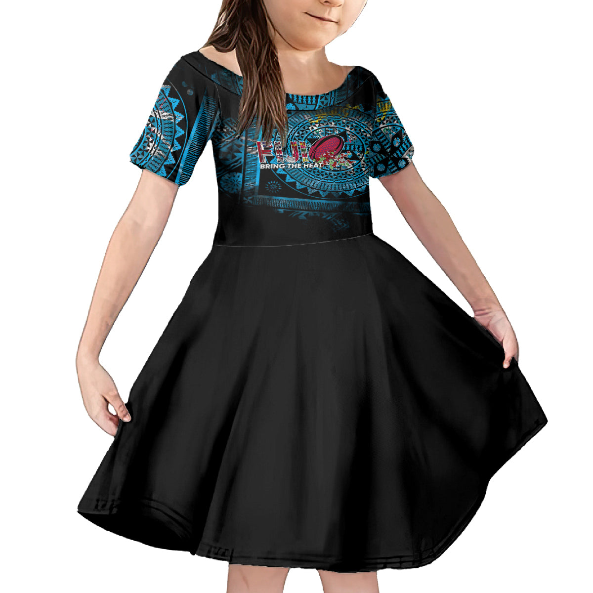 Fiji Rugby Kid Short Sleeve Dress Bring The Heat - Wonder Print Shop