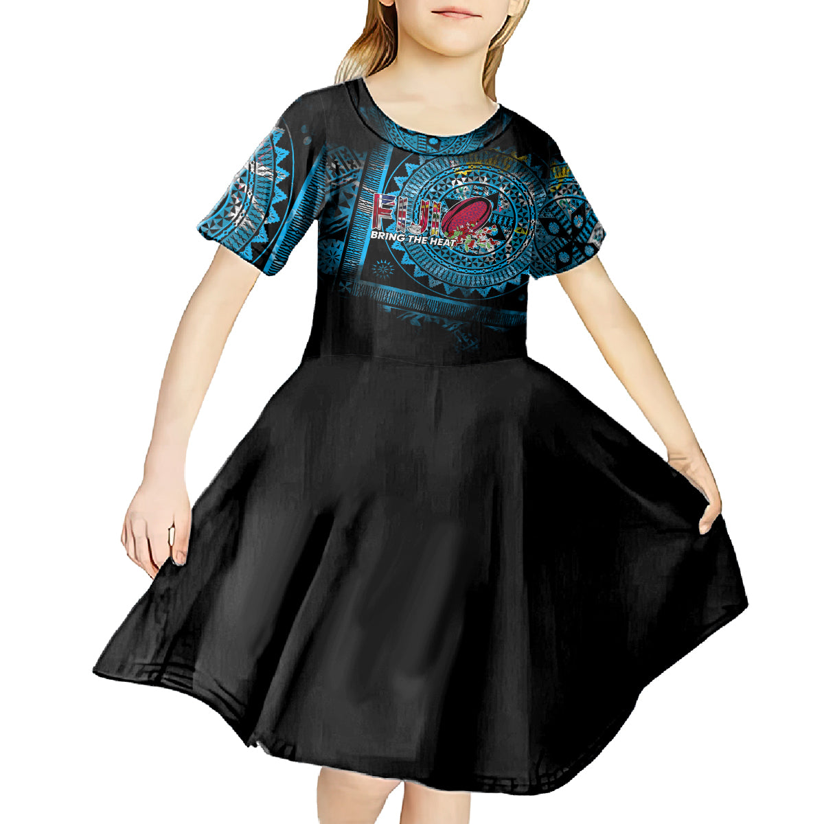 Fiji Rugby Kid Short Sleeve Dress Bring The Heat - Wonder Print Shop