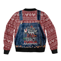 Merry Clucking Christmas Bomber Jacket Chicken Santa Hat - Wonder Print Shop