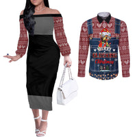 merry-clucking-christmas-couples-matching-off-the-shoulder-long-sleeve-dress-and-long-sleeve-button-shirt-chicken-santa-hat