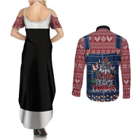 Merry Clucking Christmas Couples Matching Summer Maxi Dress and Long Sleeve Button Shirt Chicken Santa Hat - Wonder Print Shop