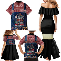 Merry Clucking Christmas Family Matching Mermaid Dress and Hawaiian Shirt Chicken Santa Hat - Wonder Print Shop