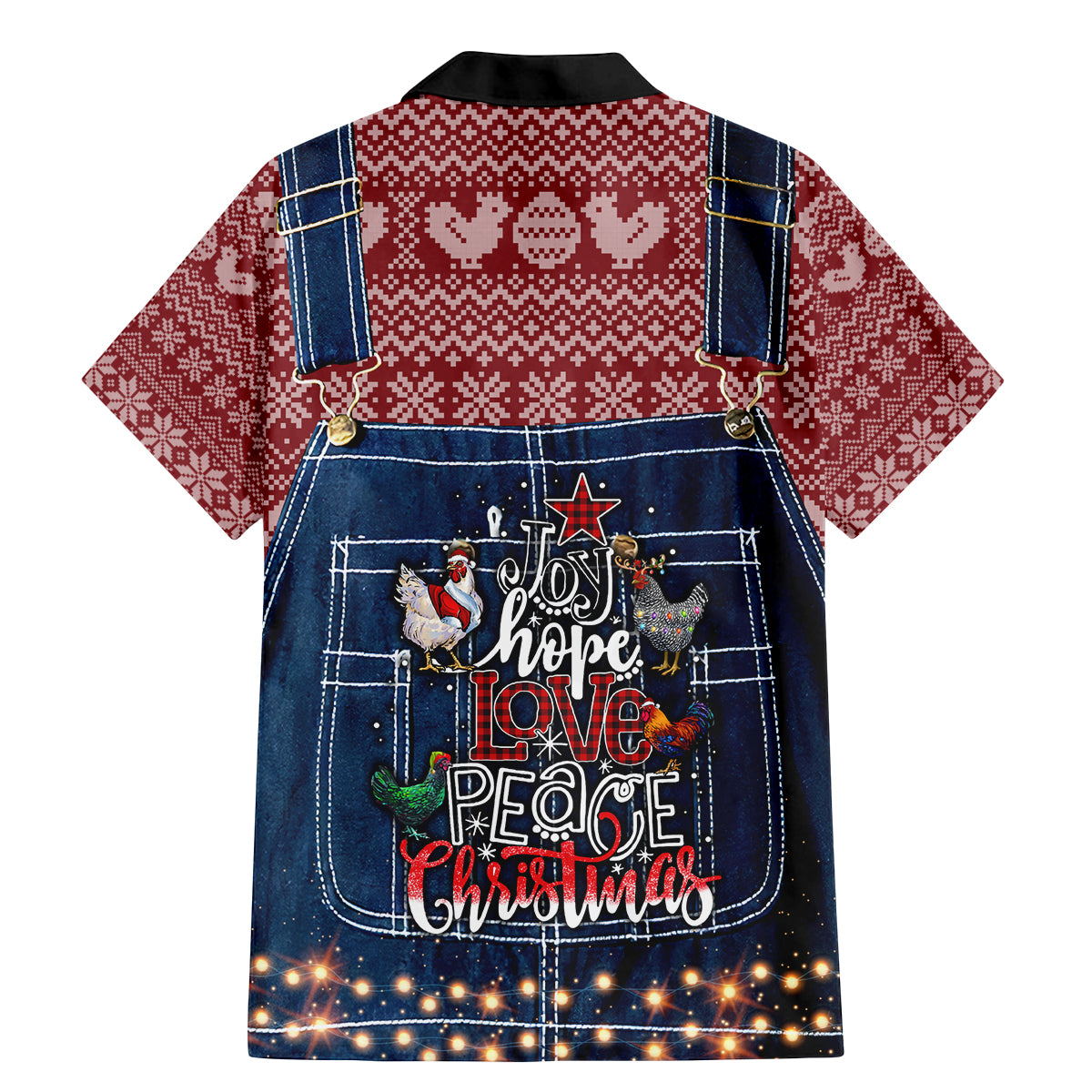 Merry Clucking Christmas Family Matching Mermaid Dress and Hawaiian Shirt Chicken Santa Hat - Wonder Print Shop