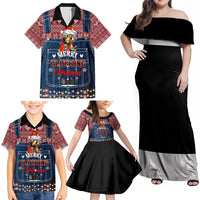 Merry Clucking Christmas Family Matching Off Shoulder Maxi Dress and Hawaiian Shirt Chicken Santa Hat - Wonder Print Shop