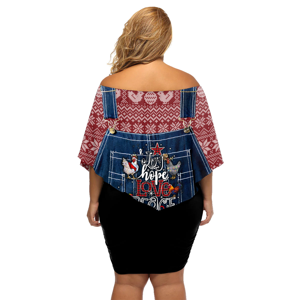 Merry Clucking Christmas Family Matching Off Shoulder Short Dress and Hawaiian Shirt Chicken Santa Hat - Wonder Print Shop