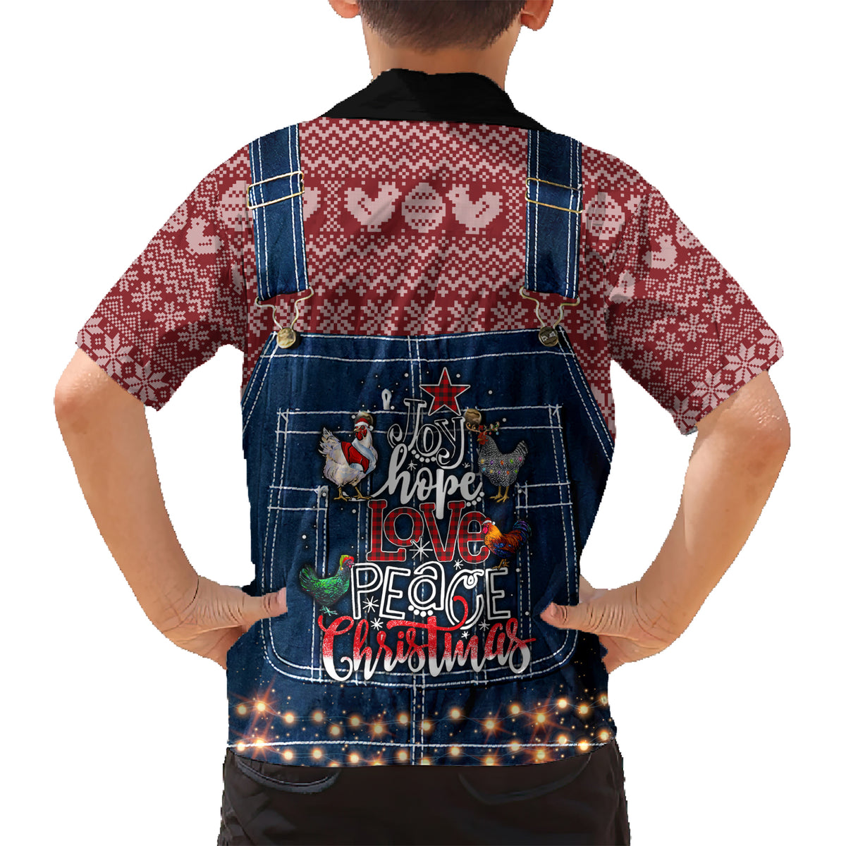 Merry Clucking Christmas Family Matching Short Sleeve Bodycon Dress and Hawaiian Shirt Chicken Santa Hat - Wonder Print Shop