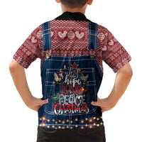 Merry Clucking Christmas Family Matching Short Sleeve Bodycon Dress and Hawaiian Shirt Chicken Santa Hat - Wonder Print Shop
