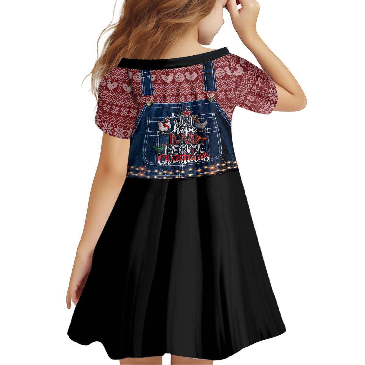Merry Clucking Christmas Family Matching Short Sleeve Bodycon Dress and Hawaiian Shirt Chicken Santa Hat - Wonder Print Shop