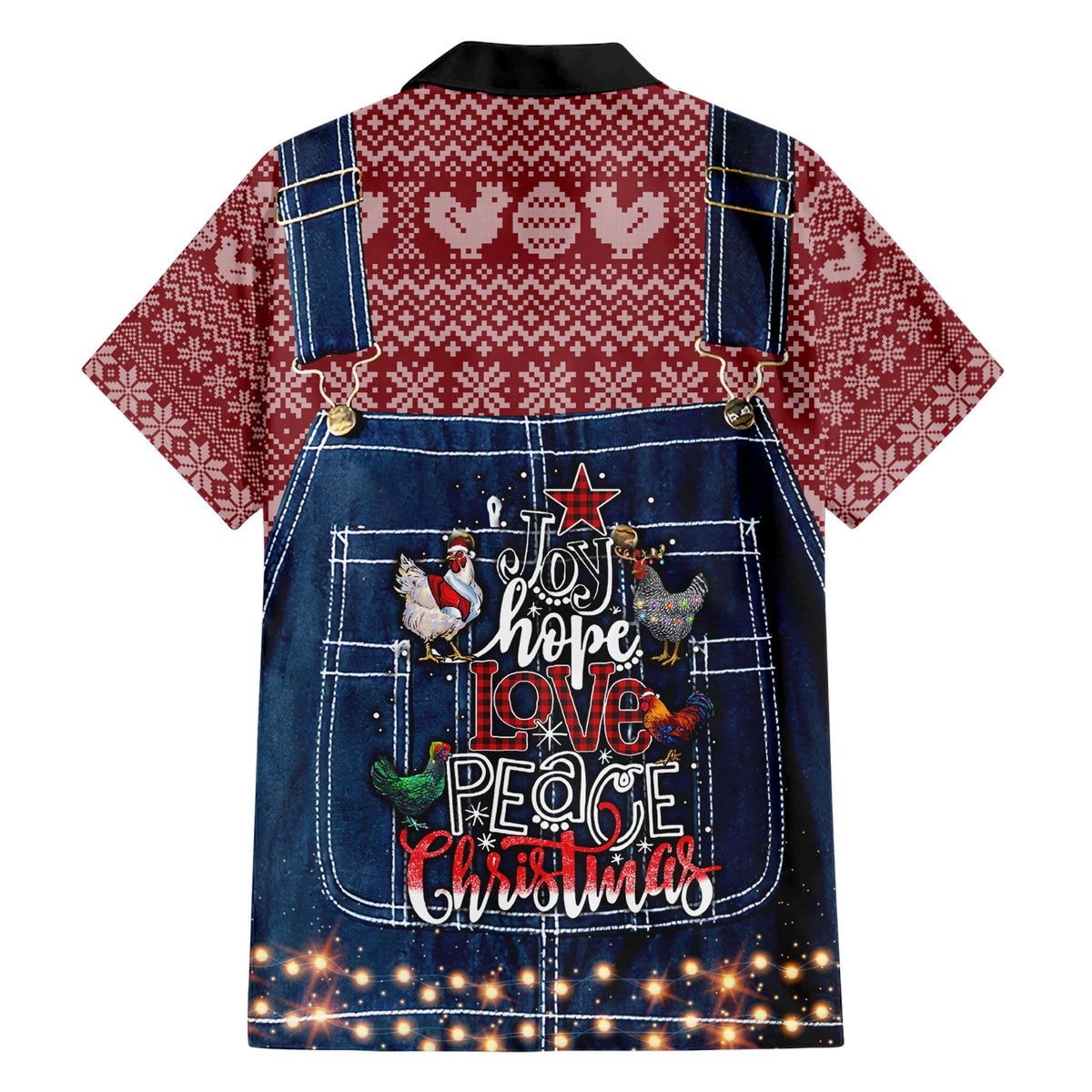 Merry Clucking Christmas Family Matching Short Sleeve Bodycon Dress and Hawaiian Shirt Chicken Santa Hat - Wonder Print Shop