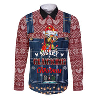 Merry Clucking Christmas Family Matching Short Sleeve Bodycon Dress and Hawaiian Shirt Chicken Santa Hat - Wonder Print Shop