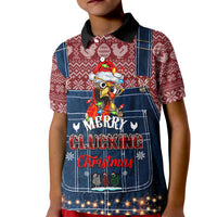 Merry Clucking Christmas Kid Polo Shirt Chicken Santa Hat - Wonder Print Shop