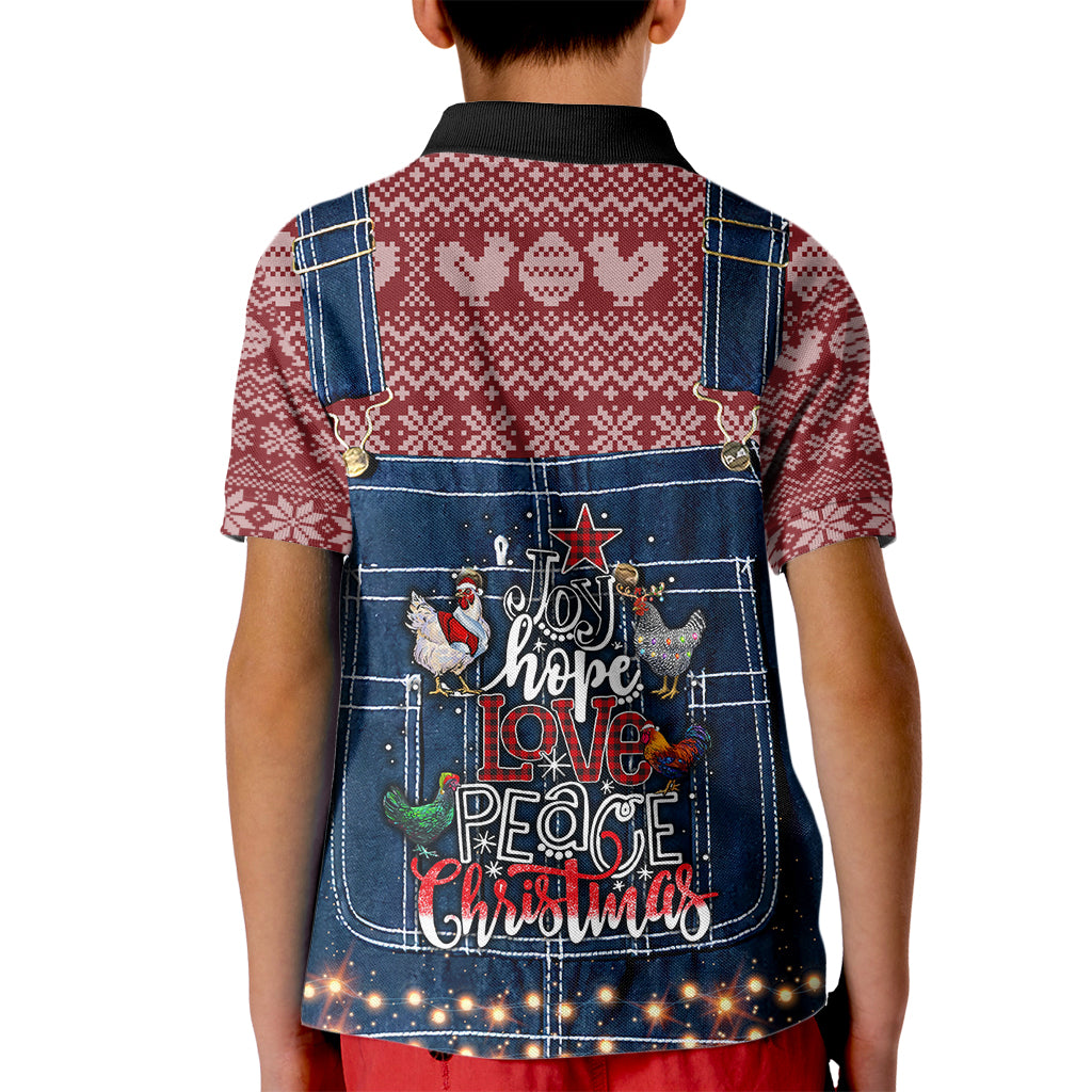 Merry Clucking Christmas Kid Polo Shirt Chicken Santa Hat - Wonder Print Shop