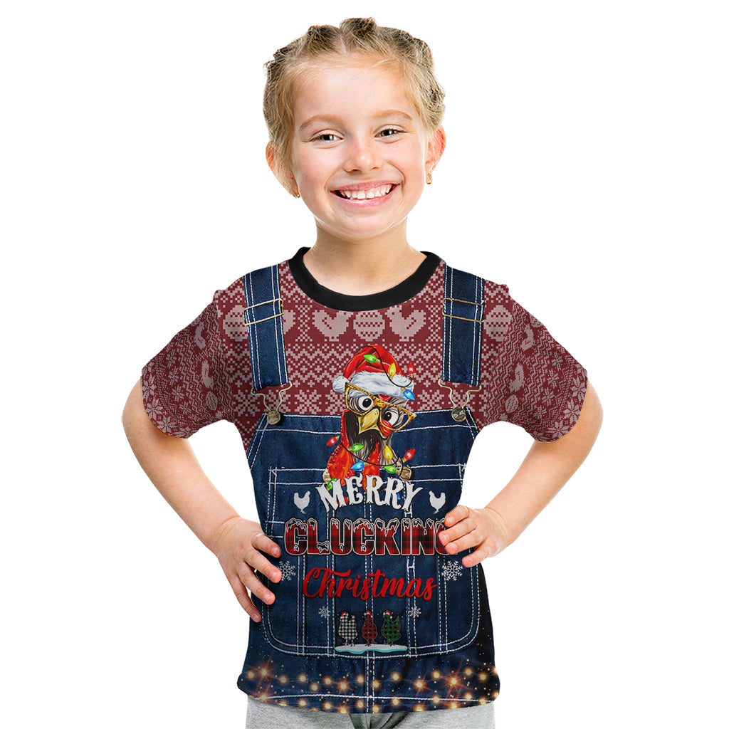 Merry Clucking Christmas Kid T Shirt Chicken Santa Hat - Wonder Print Shop