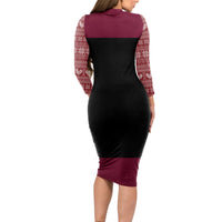 Merry Clucking Christmas Long Sleeve Bodycon Dress Chicken Santa Hat - Wonder Print Shop