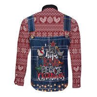 Merry Clucking Christmas Long Sleeve Button Shirt Chicken Santa Hat - Wonder Print Shop