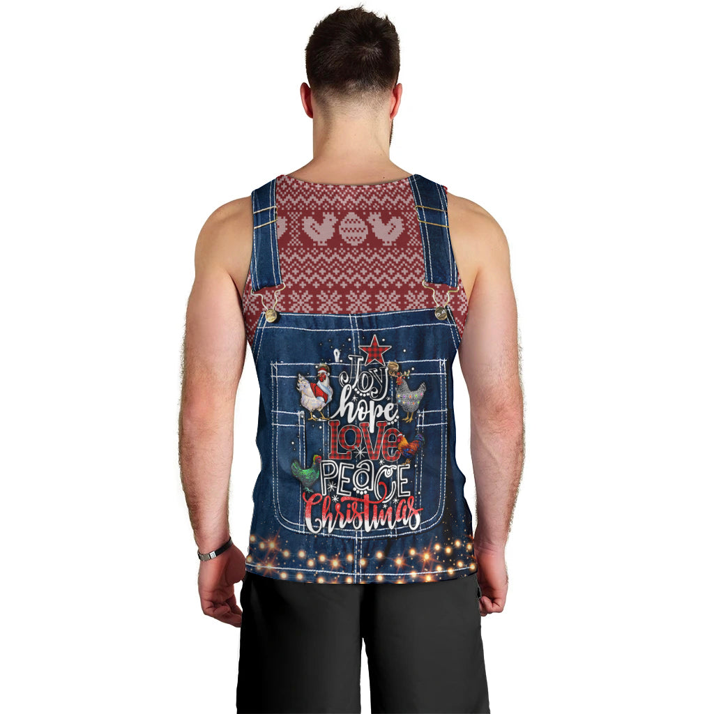 Merry Clucking Christmas Men Tank Top Chicken Santa Hat - Wonder Print Shop