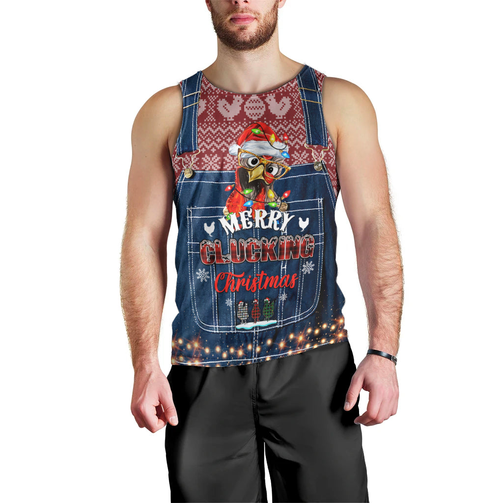 Merry Clucking Christmas Men Tank Top Chicken Santa Hat - Wonder Print Shop