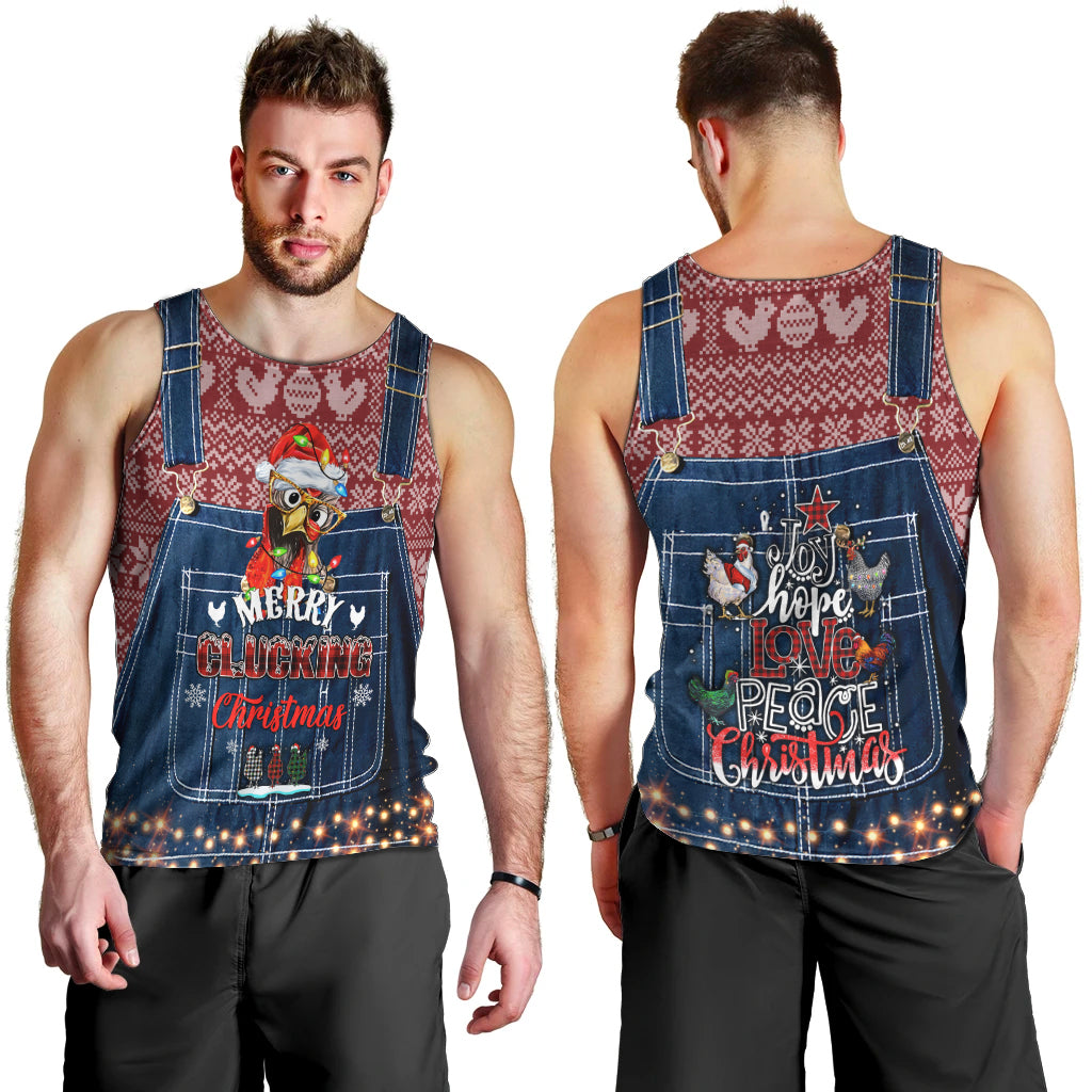 Merry Clucking Christmas Men Tank Top Chicken Santa Hat - Wonder Print Shop