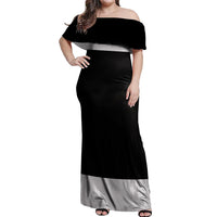 Merry Clucking Christmas Off Shoulder Maxi Dress Chicken Santa Hat - Wonder Print Shop