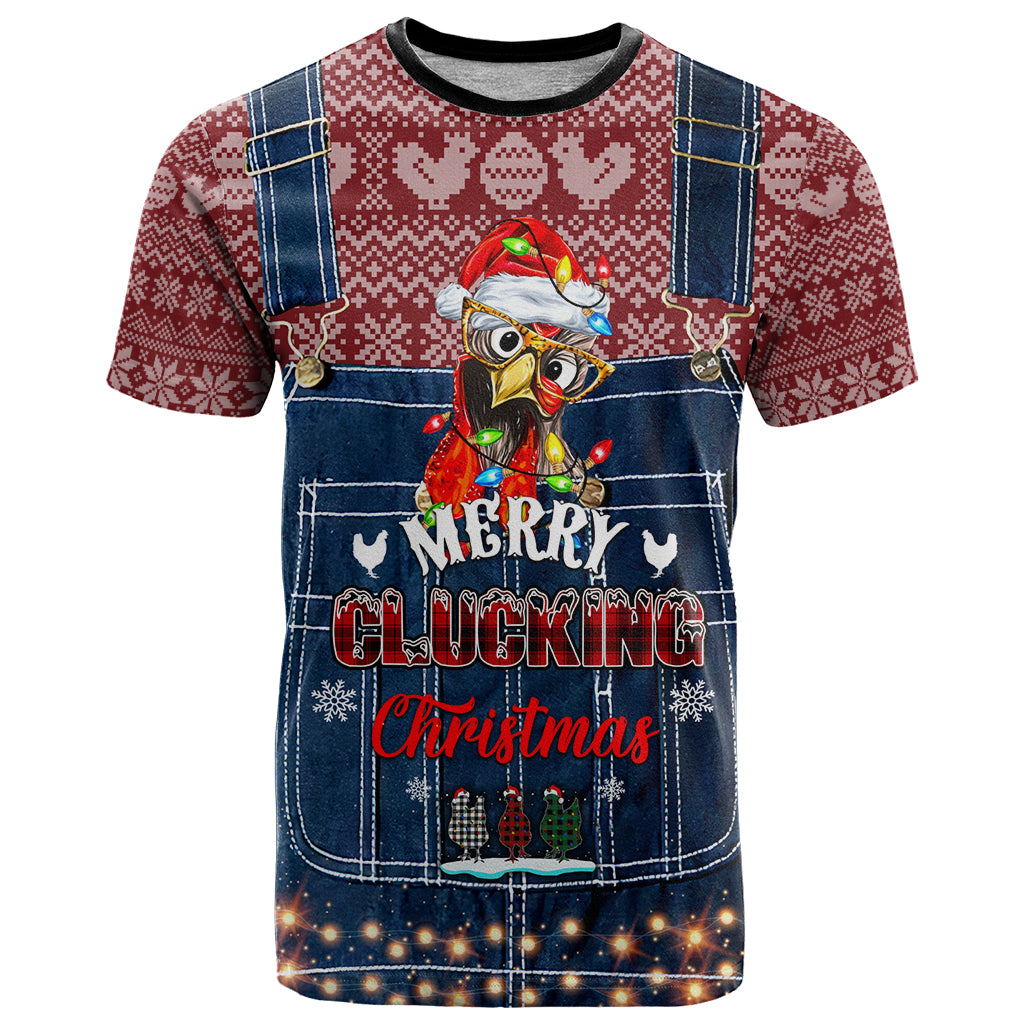 Merry Clucking Christmas T Shirt Chicken Santa Hat - Wonder Print Shop