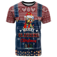 Merry Clucking Christmas T Shirt Chicken Santa Hat - Wonder Print Shop