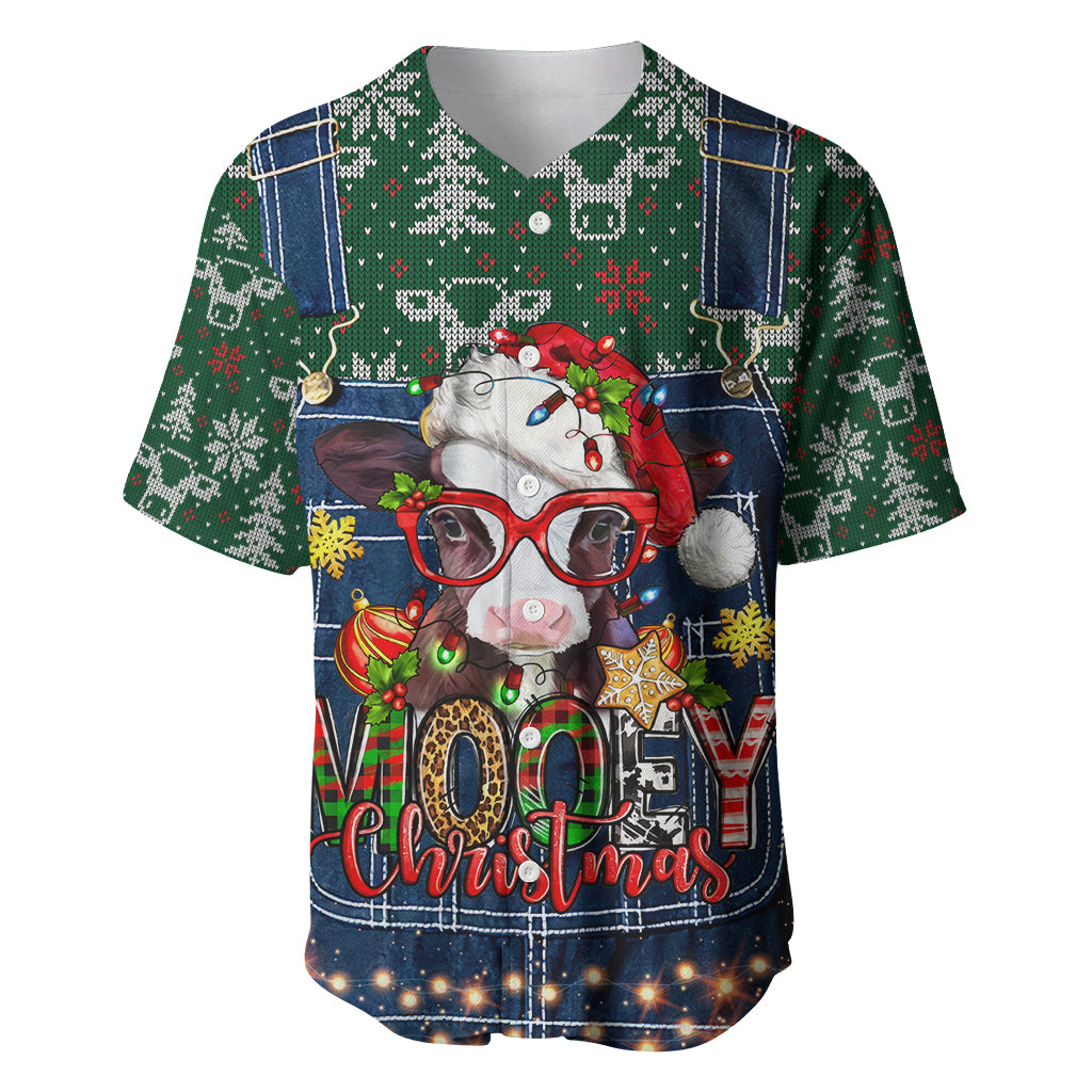 Mooey Christmas Baseball Jersey Cow Santa Hat - Wonder Print Shop