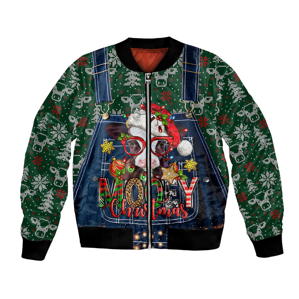 Mooey Christmas Bomber Jacket Cow Santa Hat - Wonder Print Shop