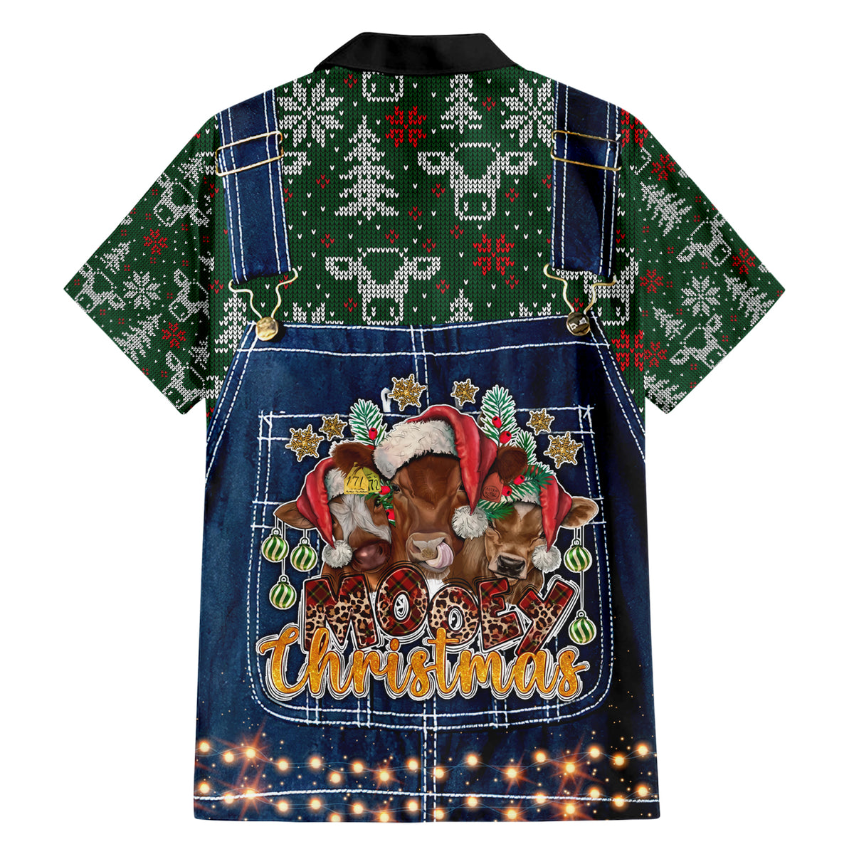 Mooey Christmas Hawaiian Shirt Cow Santa Hat - Wonder Print Shop
