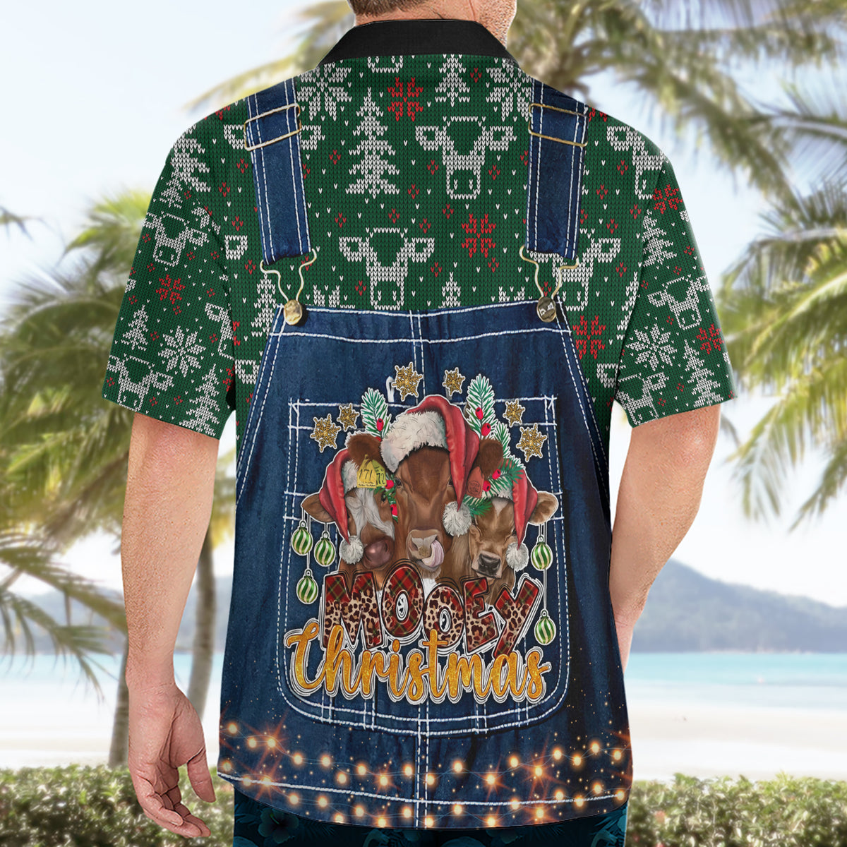 Mooey Christmas Hawaiian Shirt Cow Santa Hat - Wonder Print Shop
