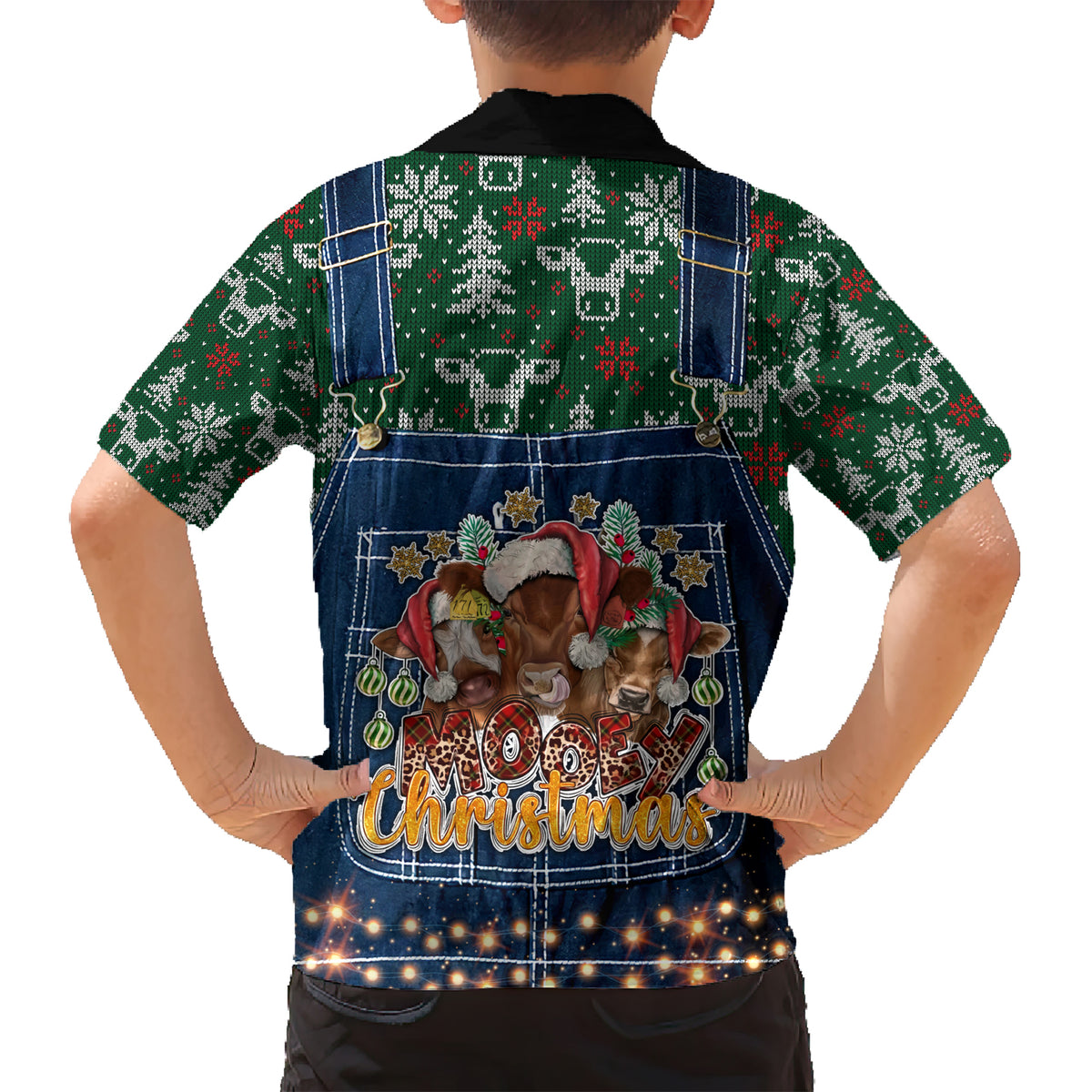 Mooey Christmas Hawaiian Shirt Cow Santa Hat - Wonder Print Shop