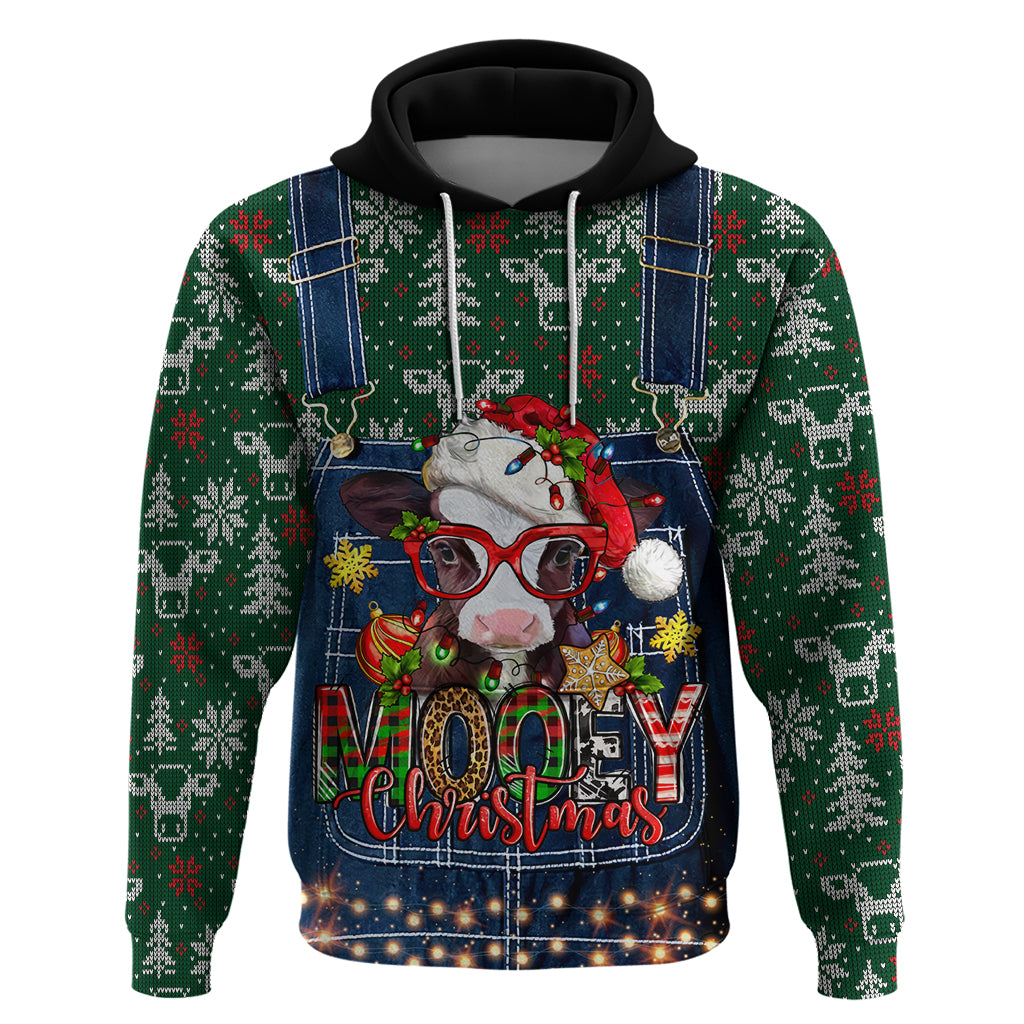 Mooey Christmas Hoodie Cow Santa Hat - Wonder Print Shop