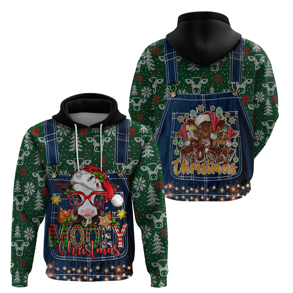 Mooey Christmas Hoodie Cow Santa Hat - Wonder Print Shop