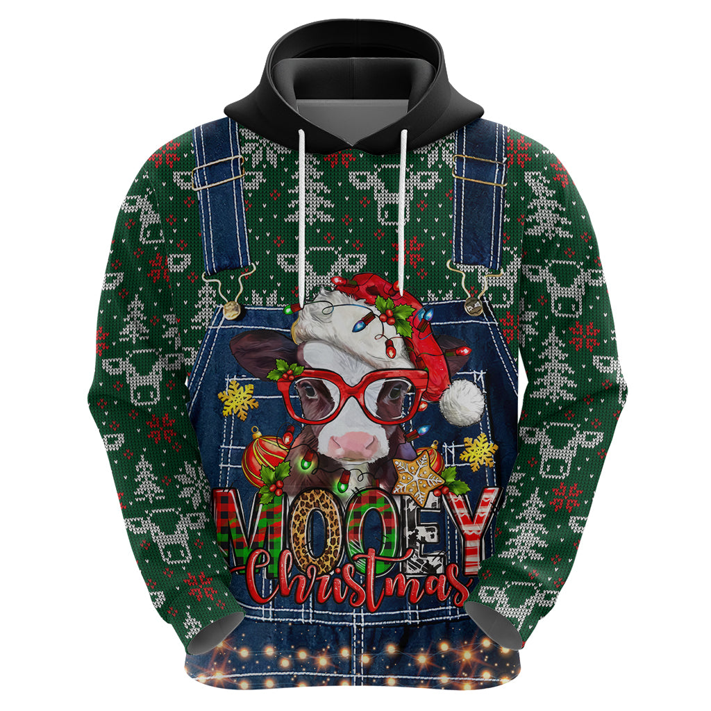 Mooey Christmas Hoodie Cow Santa Hat - Wonder Print Shop